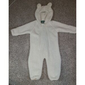 L.L.Bean Hi-Pile Fleece Bunting in cream size 6-12m